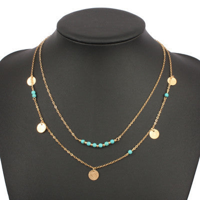 Turquoise Crystal Bead Necklace